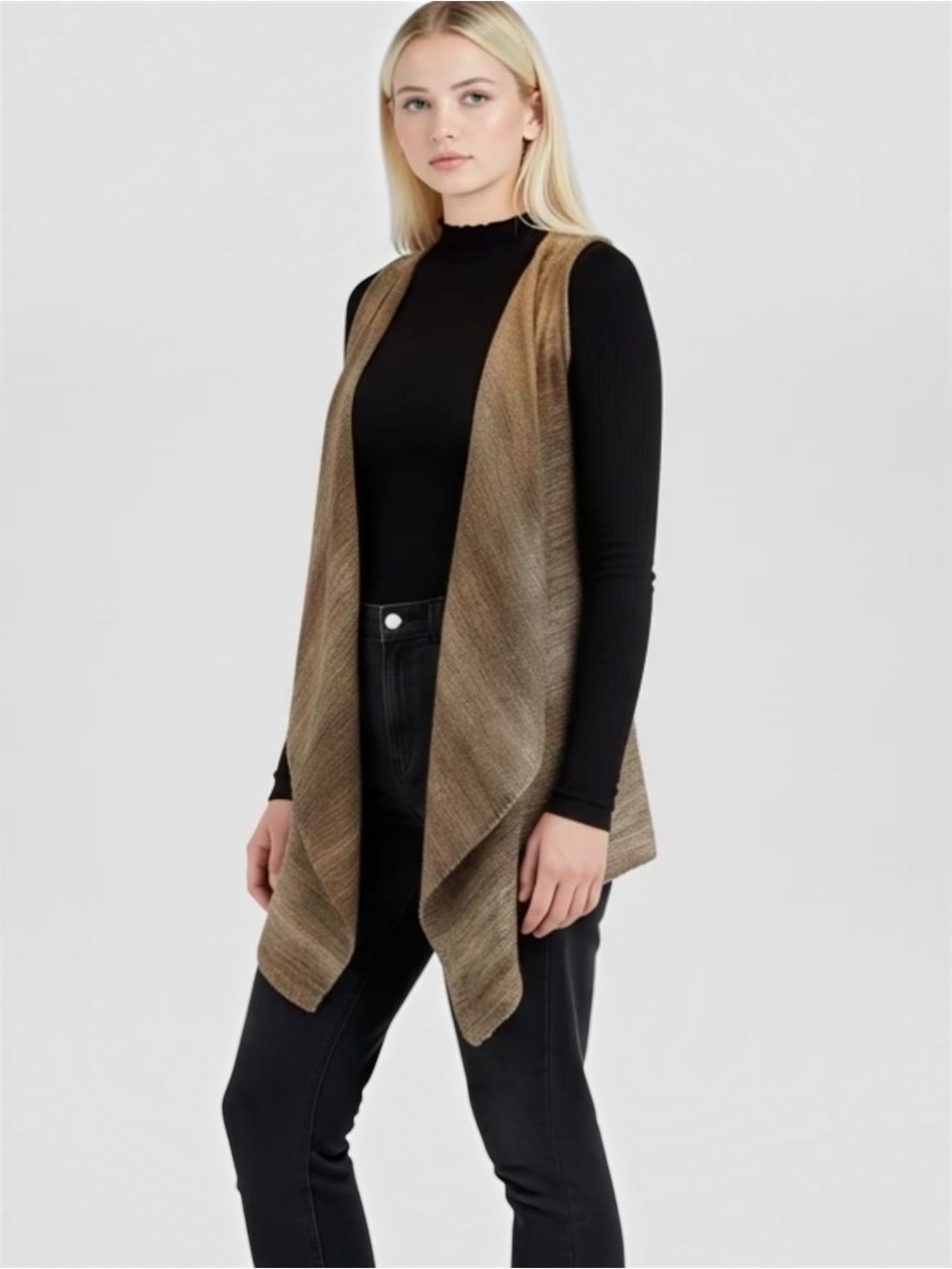 Michael Stars Open Drape Front Knit Sweater Vest MS Size 1 (XS-M)